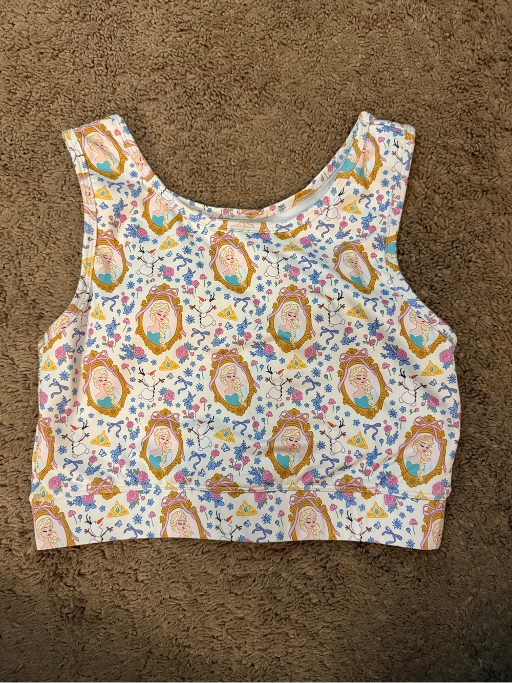 Disney Frozen Elsa and Olaf Sports Bra Crop Top Women’s Size Large